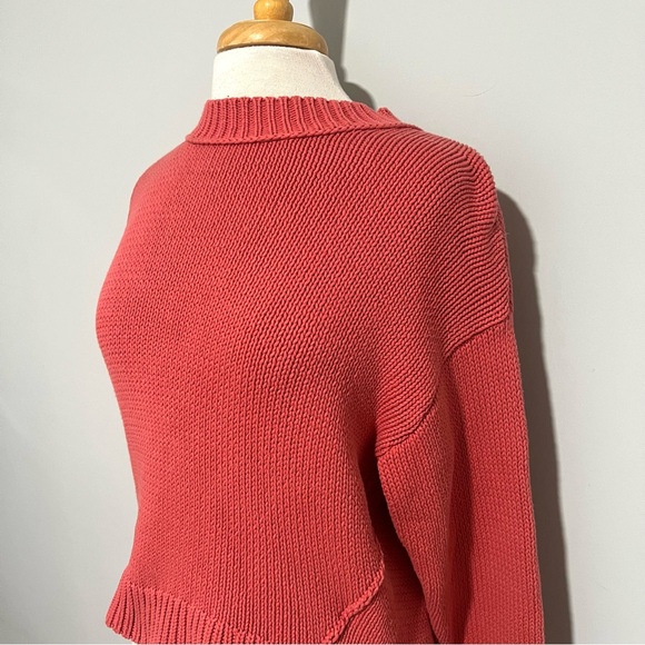 Treasure & Bond Coral Nantucket Red Cableknit Knit Fall Pullover Sweater Size S - Picture 3 of 14